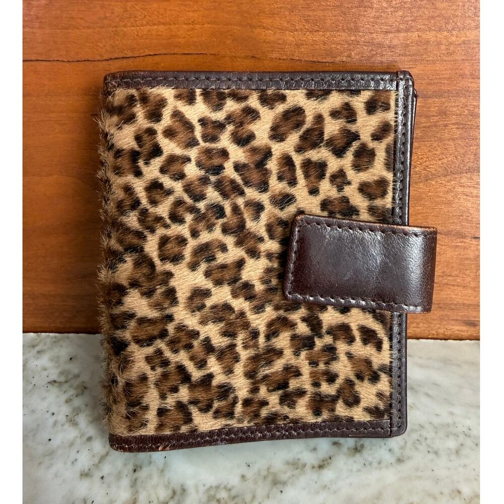 Vintage Bloomingdales Calf Hair & Leather Card Case Brown Leopard Print